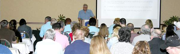 Speaking at a conference